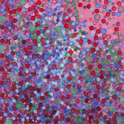 'Soap Bubbles Blue on Pink' - 2011, Oil on Canvas, 100x100 cm